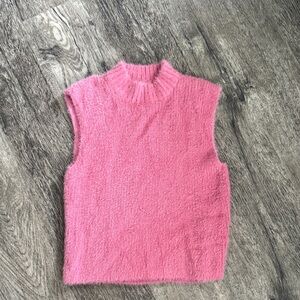 OLD NAVY Fuzzy Pink Sleeveless Mock Neck Sweater Vest